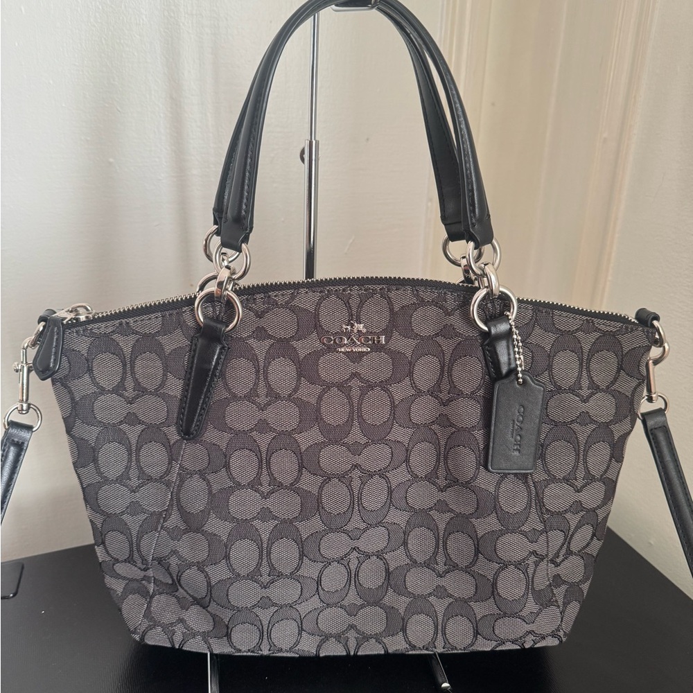 Coach Kelsey Satchel Bag in Black & Grey
